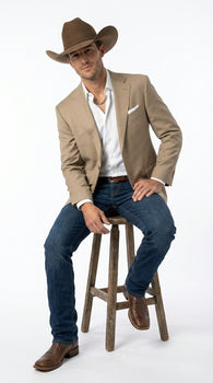 Mens Dark Tan Cowboy Western Blazer – Classic Western Style Sport Coat Casual Formal Jacket for Business Wedding Modern Fit