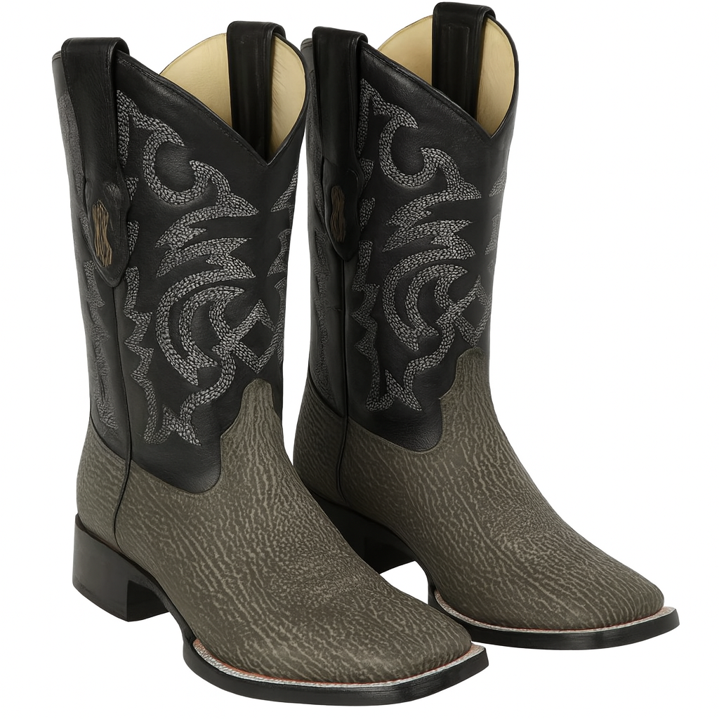 Men's Los Altos Shark Skin Wide Square Toe Boots - Rustic Grey - Image 3