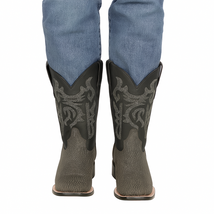 Men's Los Altos Shark Skin Wide Square Toe Boots - Rustic Grey - Image 4