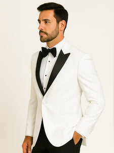 Mens Designer Franklin Wedding - Prom Tuxedo in White Designer Prom Tuxedos - Image 4