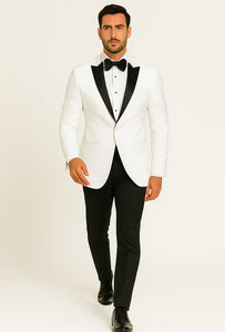 Mens Designer Franklin Wedding - Prom Tuxedo in White Designer Prom Tuxedos