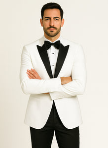Mens Designer Franklin Wedding - Prom Tuxedo in White Designer Prom Tuxedos - Image 6