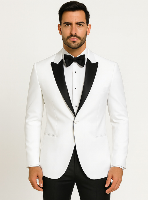 Mens Designer Franklin Wedding - Prom Tuxedo in White