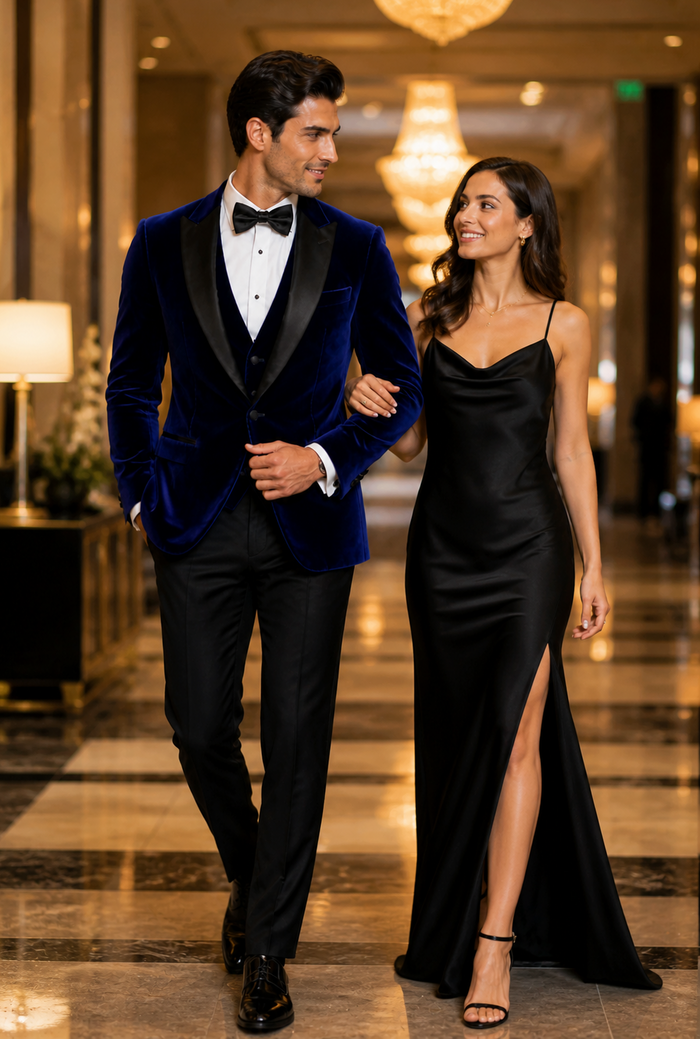Mens Designer Velvet Tuxedo Jacket in Red