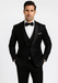 Elegant Men's Black Floral Lace Wedding Tuxedo with Vest – Designer Formal Wear