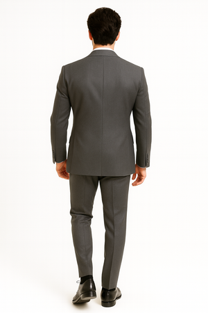 Men's Double Breasted Suit Heather Gray Pleated or Flat Front Pants - Image 2