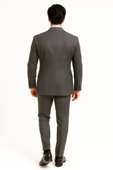 Men's Double Breasted Suit Heather Gray Pleated or Flat Front Pants - Image 2