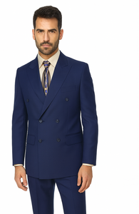 Men'S Double Breasted Suits Men'S 2 Piece Cobalt ~ Indigo~Teal ~Indigo ~ Bright Blue (Slate) Suit - Double Breasted