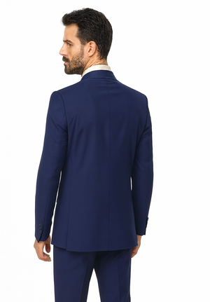 Men'S Double Breasted Suits Men'S 2 Piece Cobalt ~ Indigo~Teal ~Indigo ~ Bright Blue (Slate) Suit - Double Breasted - Image 2