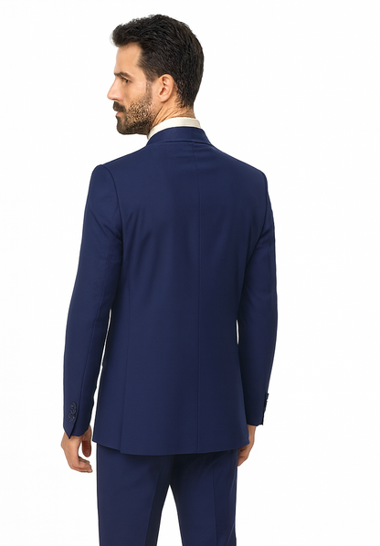 Men'S Double Breasted Suits Men'S 2 Piece Cobalt ~ Indigo~Teal ~Indigo ~ Bright Blue (Slate) Suit - Double Breasted - Image 2