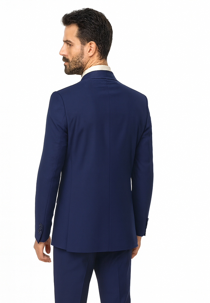 Men'S Double Breasted Suits Men'S 2 Piece Cobalt ~ Indigo~Teal ~Indigo ~ Bright Blue (Slate) Suit - Double Breasted - Image 2