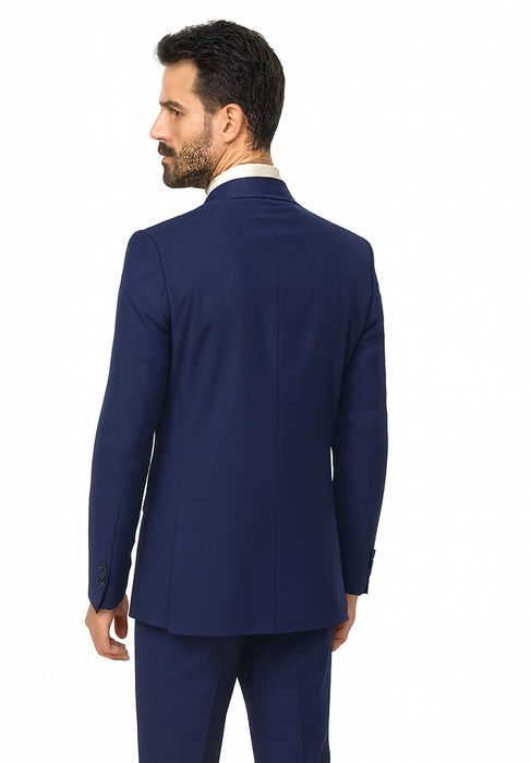 Men'S Double Breasted Suits Men'S 2 Piece Cobalt ~ Indigo~Teal ~Indigo ~ Bright Blue (Slate) Suit - Double Breasted