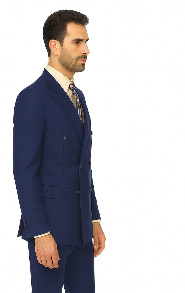 Men'S Double Breasted Suits Men'S 2 Piece Cobalt ~ Indigo~Teal ~Indigo ~ Bright Blue (Slate) Suit - Double Breasted - Image 3