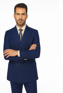 Men'S Double Breasted Suits Men'S 2 Piece Cobalt ~ Indigo~Teal ~Indigo ~ Bright Blue (Slate) Suit - Double Breasted - Image 7