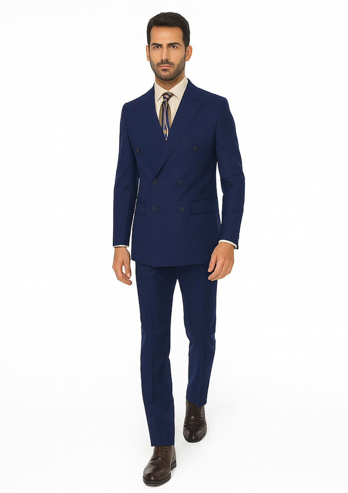 Men'S Double Breasted Suits Men'S 2 Piece Cobalt ~ Indigo~Teal ~Indigo ~ Bright Blue (Slate) Suit - Double Breasted - Image 8