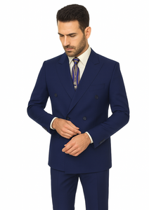 Men'S Double Breasted Suits Men'S 2 Piece Cobalt ~ Indigo~Teal ~Indigo ~ Bright Blue (Slate) Suit - Double Breasted - Image 5