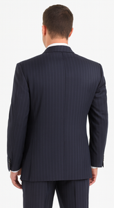Men's Double Breasted Suits Navy Blue Suit For Men/PS Suit With Smooth Stripe ~ Pinstripe Full Canvanced Poly~Rayon Feel Pleated Pants