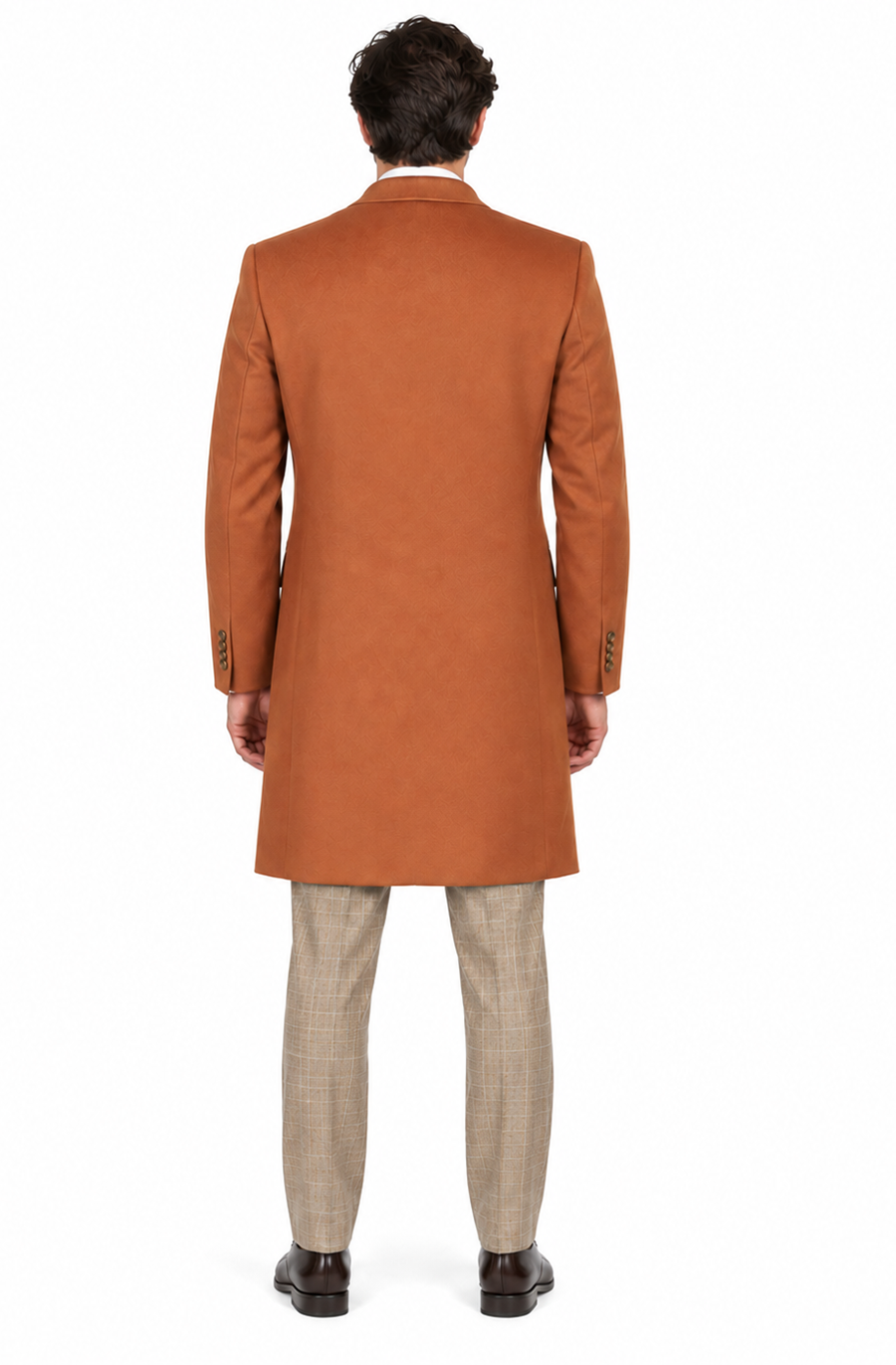 Men's Dress Coat 3 Button Copper ~ Rust ~ Cognac Dakr Orange Wool Overcoat