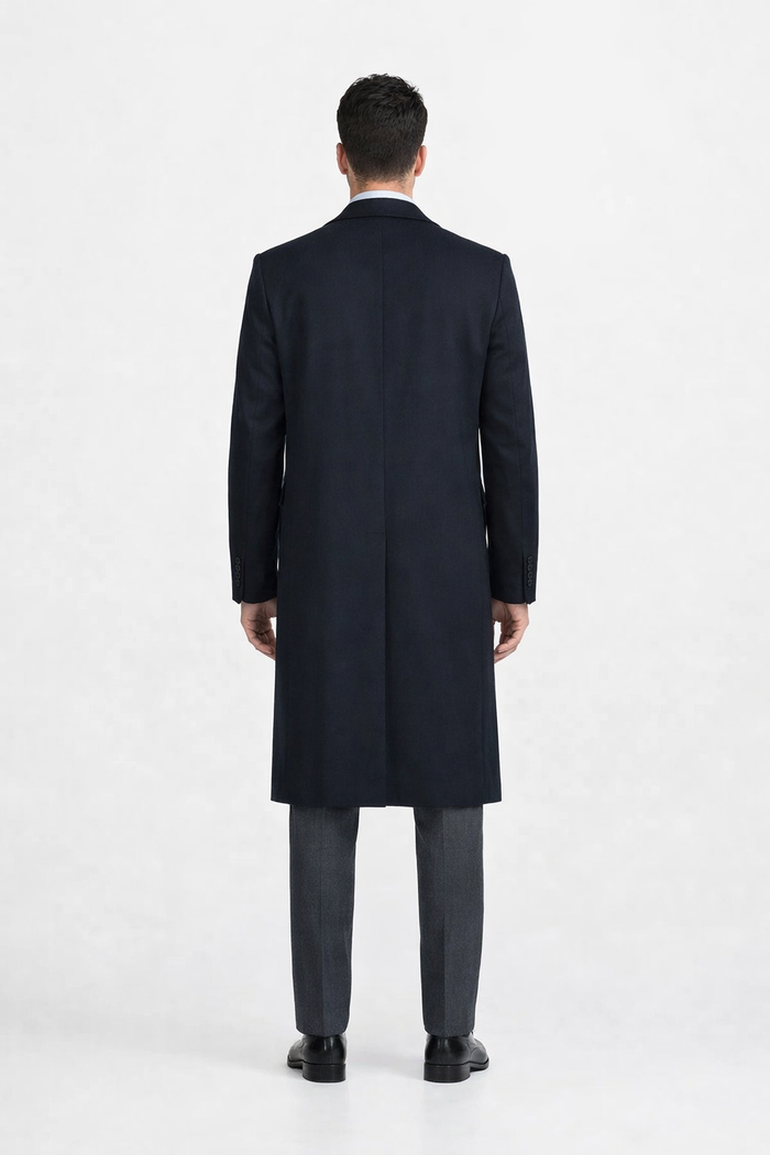 Men'S Dress Coat 38 Inch Three-Button Navy Blue Wool-Three Quarter (36'' Overcoat) Vent 3 Butto - Image 3