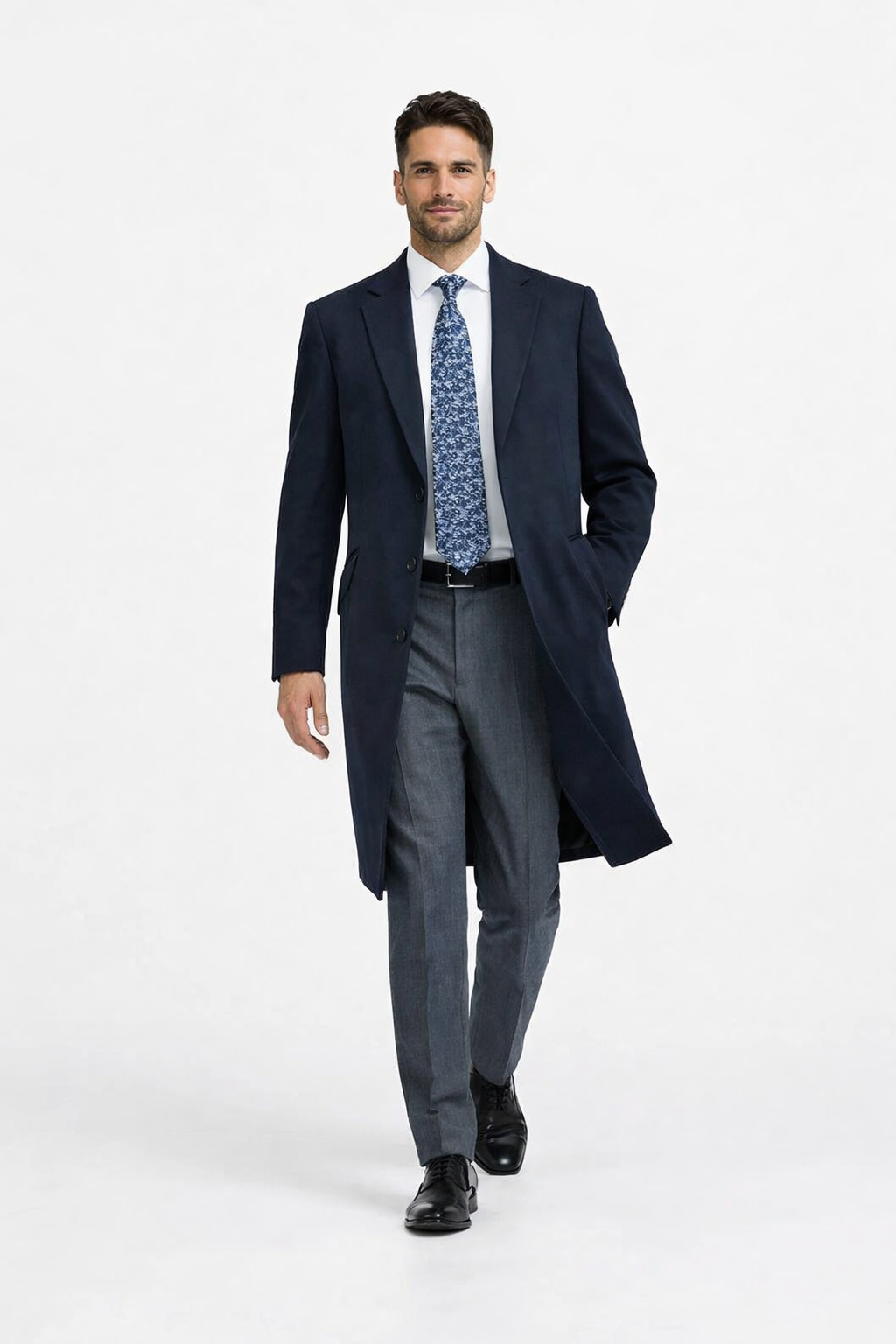Men'S Dress Coat 38 Inch Three-Button Navy Blue Wool-Three Quarter (36'' Overcoat) Vent 3 Butto - Image 4