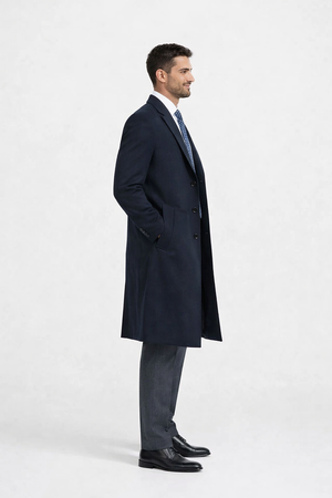 Men'S Dress Coat 38 Inch Three-Button Navy Blue Wool-Three Quarter (36'' Overcoat) Vent 3 Butto - Image 2