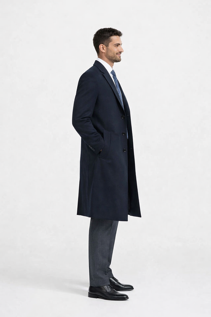 Men'S Dress Coat 38 Inch Three-Button Navy Blue Wool-Three Quarter (36'' Overcoat) Vent 3 Butto - Image 2