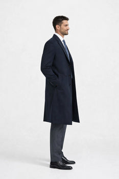 Men'S Dress Coat 38 Inch Three-Button Navy Blue Wool-Three Quarter (36'' Overcoat) Vent 3 Butto - Image 2