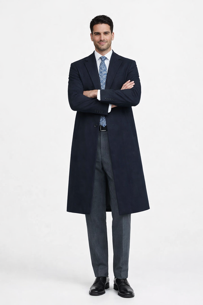 Men'S Dress Coat 38 Inch Three-Button Navy Blue Wool-Three Quarter (36'' Overcoat) Vent 3 Butto - Image 5
