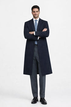 Men'S Dress Coat 38 Inch Three-Button Navy Blue Wool-Three Quarter (36'' Overcoat) Vent 3 Butto - Image 5