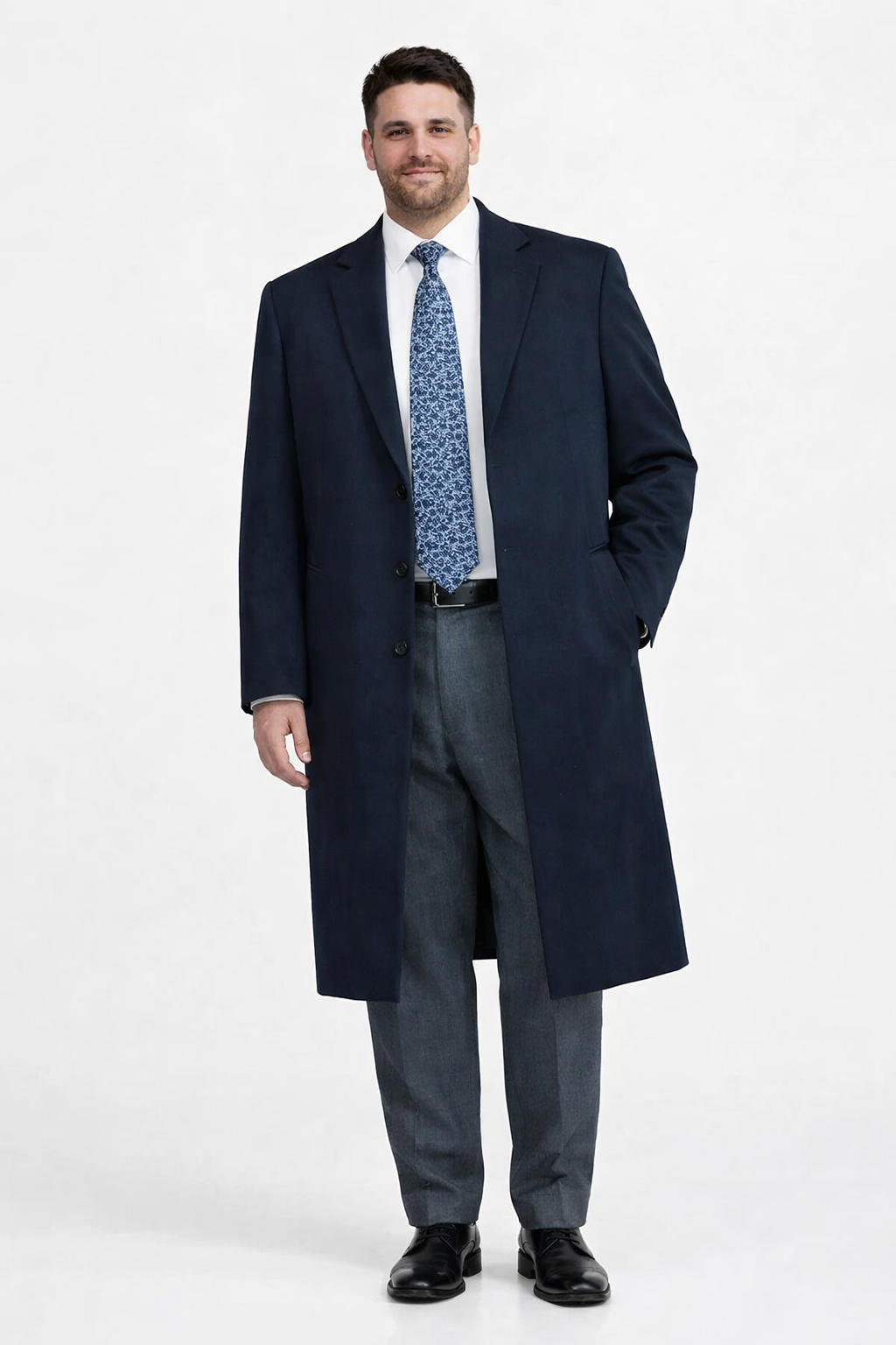 Men'S Dress Coat 38 Inch Three-Button Navy Blue Wool-Three Quarter (36'' Overcoat) Vent 3 Butto - Image 6