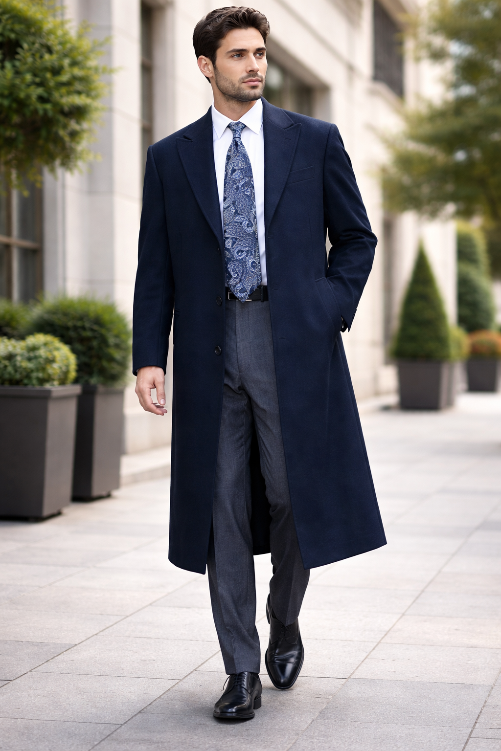 Men'S Dress Coat 38 Inch Three-Button Navy Blue Wool-Three Quarter (36'' Overcoat) Vent 3 Butto - Image 7