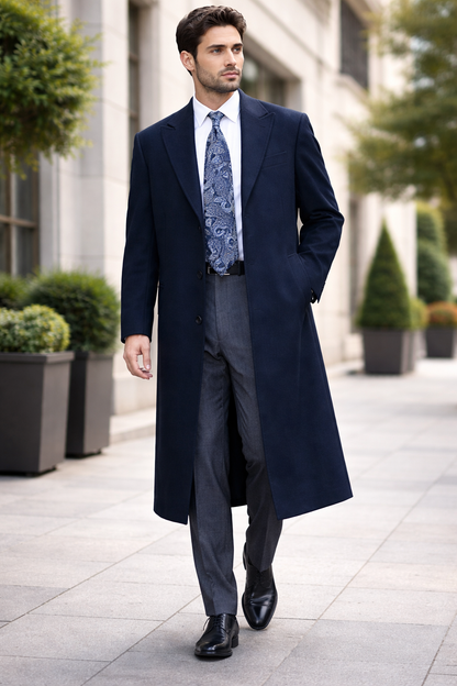 Men'S Dress Coat 38 Inch Three-Button Navy Blue Wool-Three Quarter (36'' Overcoat) Vent 3 Butto - Image 7