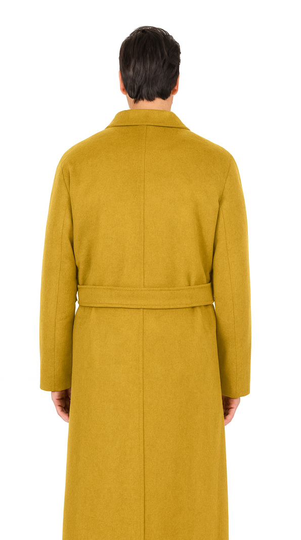 Men's Dress Coat Belted Full Length Overcoat ~ Long Men's Dress Topcoat -  Winter coat 45 Inches Button Closure Camel Coat - Image 2