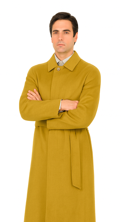 Men's Dress Coat Belted Full Length Overcoat ~ Long Men's Dress Topcoat -  Winter coat 45 Inches Button Closure Camel Coat - Image 3