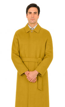 Men's Dress Coat Belted Full Length Overcoat ~ Long Men's Dress Topcoat -  Winter coat 45 Inches Button Closure Camel Coat - Image 4