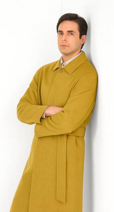 Men's Dress Coat Belted Full Length Overcoat ~ Long Men's Dress Topcoat -  Winter coat 45 Inches Button Closure Camel Coat - Image 5
