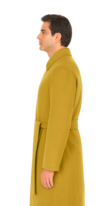 Men's Dress Coat Belted Full Length Overcoat ~ Long Men's Dress Topcoat -  Winter coat 45 Inches Button Closure Camel Coat - Image 6