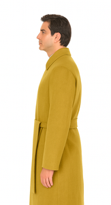 Men's Dress Coat Belted Full Length Overcoat ~ Long Men's Dress Topcoat -  Winter coat 45 Inches Button Closure Camel Coat