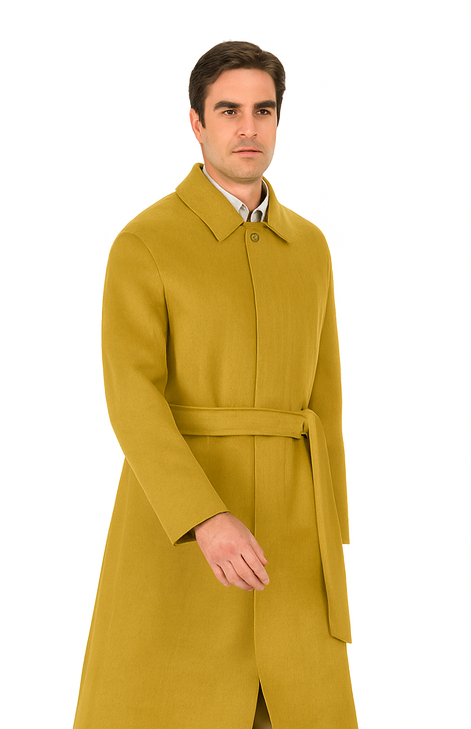Men's Dress Coat Belted Full Length Overcoat ~ Long Men's Dress Topcoat -  Winter coat 45 Inches Button Closure Camel Coat - Image 7