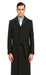 Men's Dress Coat Belted Very Dark Grey Almost Black Full Length Blend Long Men's Dress Topcoat -  Winter coat Very Dark Grey Almost Black Color - Men's Overcoat