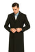 Men's Dress Coat Belted Very Dark Grey Almost Black Full Length Blend Long Men's Dress Topcoat -  Winter coat Very Dark Grey Almost Black Color - Men's Overcoat