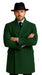Men's Dress Coat Double Breasted Long Overcoat Olive Green
