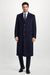 Men'S Dress Coat Long Wool Winter Dress Knee Length Coat 45 Inch Navy Blue Men'S Overcoat Classic Model Features Button Front Wool 3 Button Style
