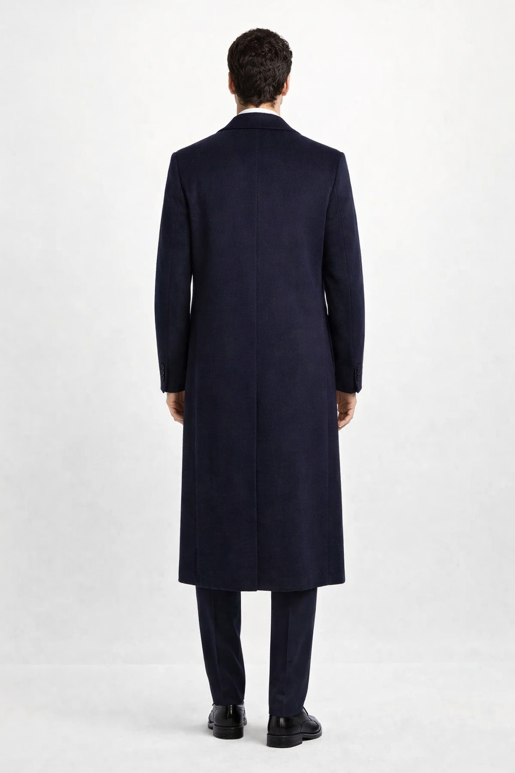 Men'S Dress Coat Long Wool Winter Dress Knee Length Coat 45 Inch Navy Blue Men'S Overcoat Classic Model Features Button Front Wool 3 Button Style - Image 2