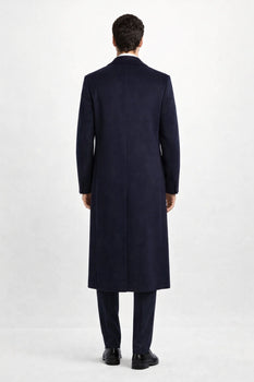 Men'S Dress Coat Long Wool Winter Dress Knee Length Coat 45 Inch Navy Blue Men'S Overcoat Classic Model Features Button Front Wool 3 Button Style - Image 2