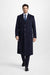 Men'S Dress Coat Long Wool Winter Dress Knee Length Coat 45 Inch Navy Blue Men'S Overcoat Classic Model Features Button Front Wool 3 Button Style