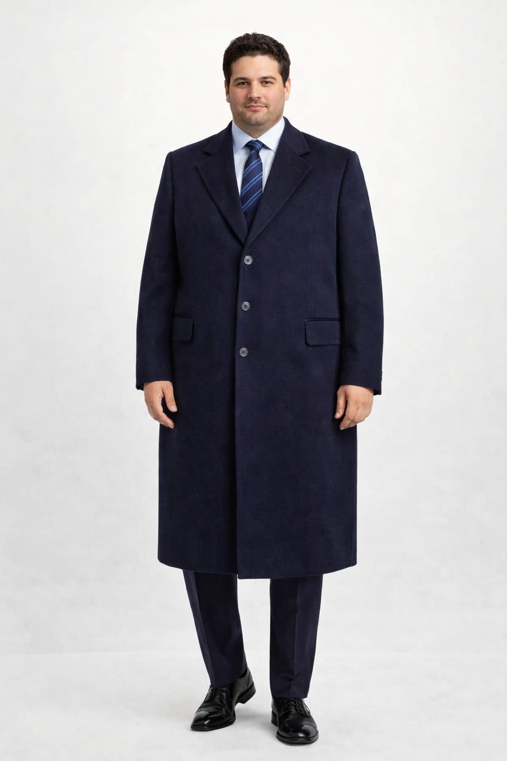 Men'S Dress Coat Long Wool Winter Dress Knee Length Coat 45 Inch Navy Blue Men'S Overcoat Classic Model Features Button Front Wool 3 Button Style - Image 6