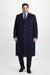 Men'S Dress Coat Long Wool Winter Dress Knee Length Coat 45 Inch Navy Blue Men'S Overcoat Classic Model Features Button Front Wool 3 Button Style