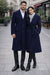 Men'S Dress Coat Long Wool Winter Dress Knee Length Coat 45 Inch Navy Blue Men'S Overcoat Classic Model Features Button Front Wool 3 Button Style