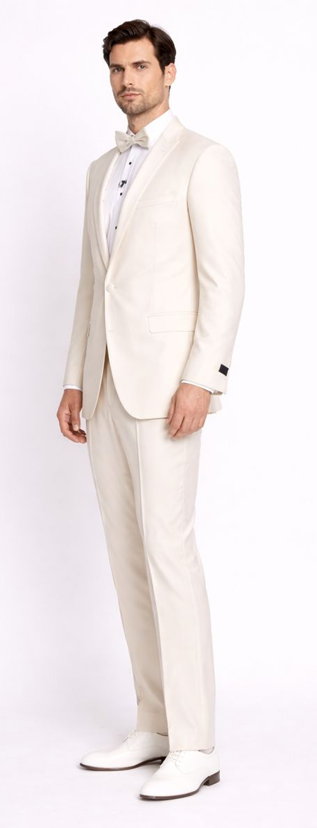 Men'S Dress Formal Ivory ~ Cream ~ Off White Dinner Jacket ~ Fashion Tuxedo For Men ~ Blazer ~ Sport 1 Button Peak Lapel - Image 3